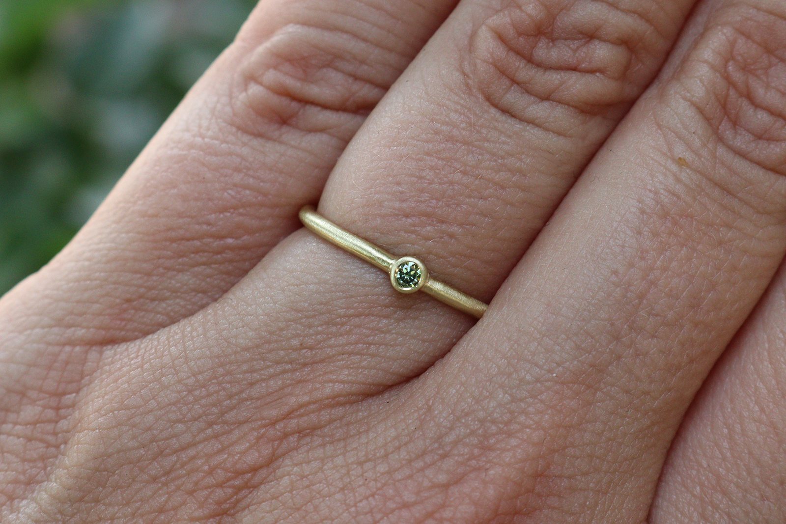 14K Green Diamond Ring