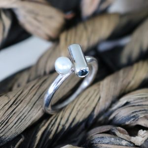 Aquamarines and Pearl Ring