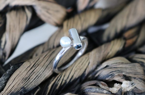 Aquamarines and Pearl Ring