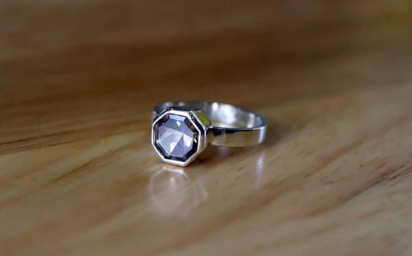 Hexagon Smokey Quartz Ring