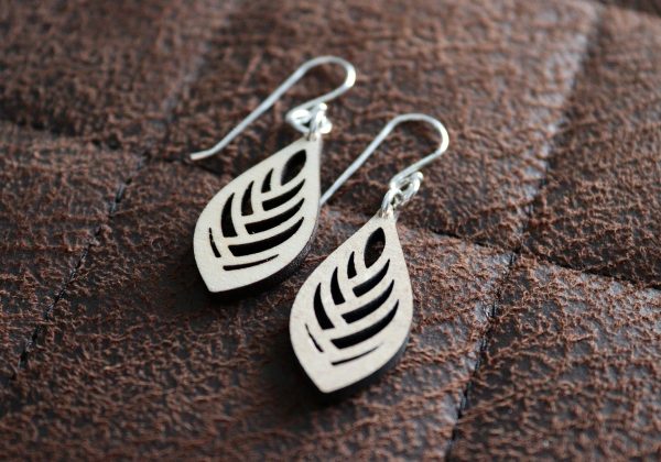 Sterling Silver & Wooden Earrings - Image 2