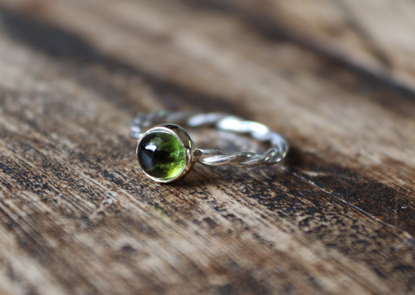 Twisted Silver & Gold Tourmaline Ring