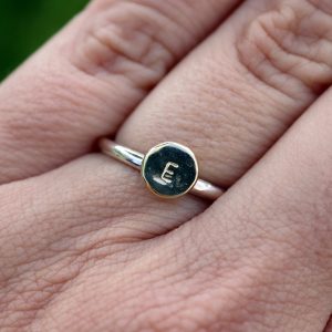 Gold Nugget Initial Ring